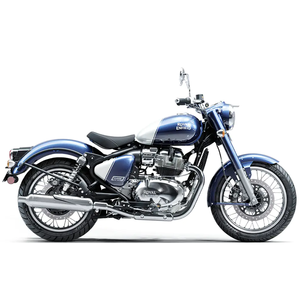 Royal Enfield Classic 650 in Bruntingthorpe Blue bij Lowlands Biker Store Zwolle