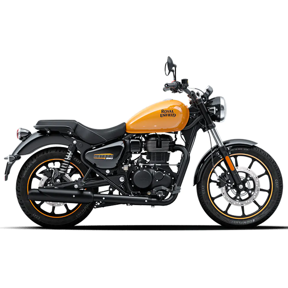 Royal Enfield Meteor 350 in Fireball Orange bij Lowlands Biker Store Zwolle