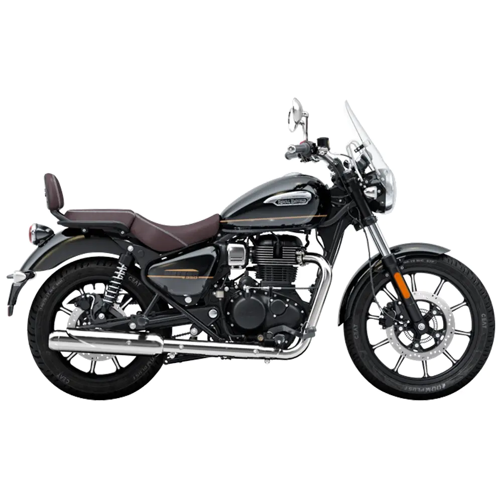 Royal Enfield Meteor 350 in Supernova Black bij Lowlands Biker Store Zwolle
