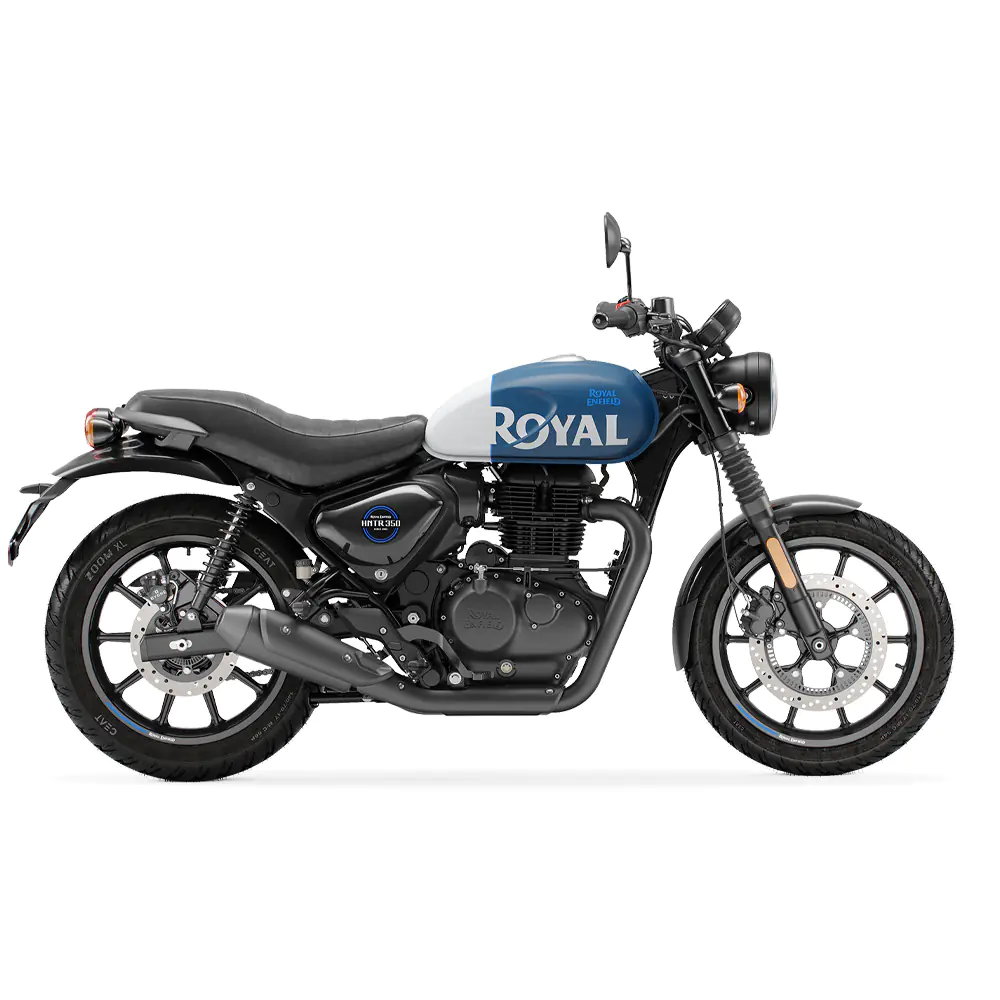 Royal Enfield Hunter 350 Rebel Blue bij Lowlands Biker Store Zwolle