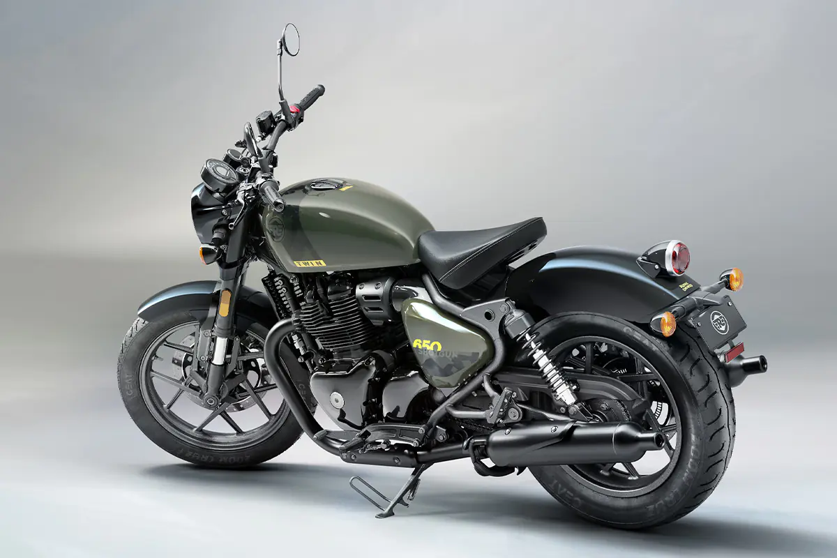 Royal Enfield Shotgun 650 detail van het modulaire zadel